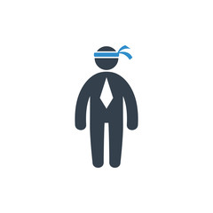 business man fighter icon on white background