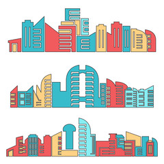 architecture skyscraper skyline vector set