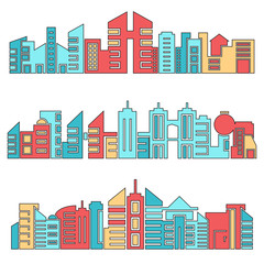 architecture skyscraper skyline vector set