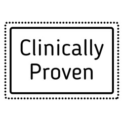 CLINICALLY PROVEN stamp on white background