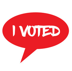 I VOTED stamp on white background