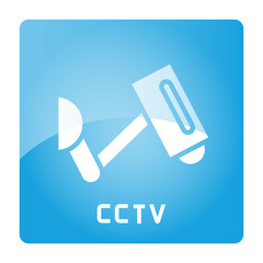CCTV sign in blue signage