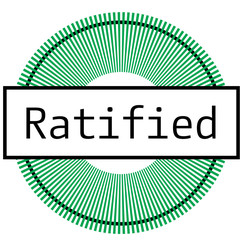 RATIFIED stamp on white background