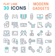 Set Vector Line Icons of Modern Gadgets