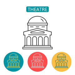Theatre building outline icons set.