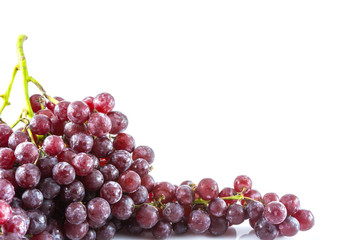 fresh red grape with water drop isolated