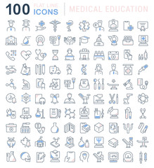 Set Vector Line Icons of Medical Education