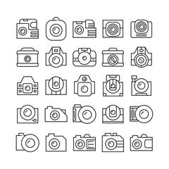 camera icons set, line design