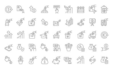 Set Vector Line Icons of Investment