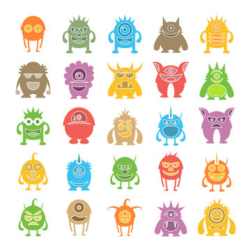 colorful monster character icons