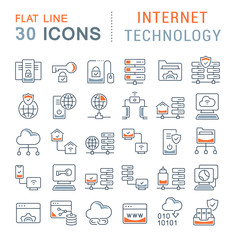 Set Vector Line Icons of Internet Technology