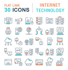 Set Vector Line Icons of Internet Technology