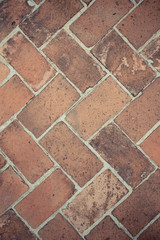 Old vintage red brick floor