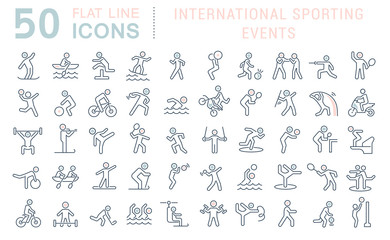 Fototapeta na wymiar Set Vector Line Icons of International Sporting Events