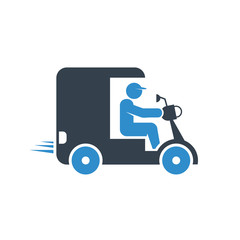 delivery man riding mini scooter