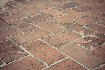 Old vintage red brick floor