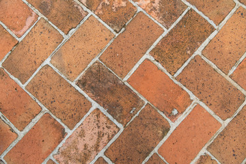 Old vintage red brick floor
