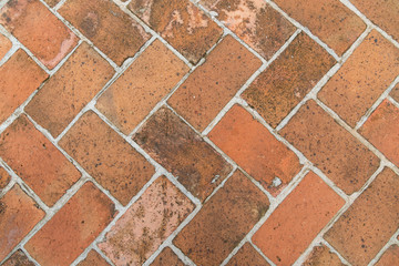 Old vintage red brick floor