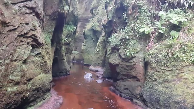 Looking upstream towards the Devil's Pulpit. Climing through the Devils Pulpit gorge in the Trossachs of Scotland.