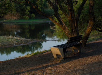 Banca a la orilla del lago