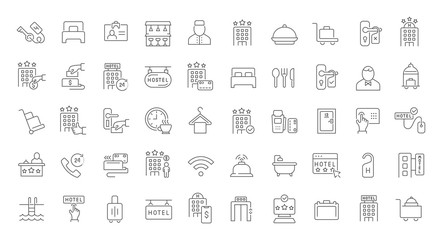 Set Vector Line Icons of Hotel Business