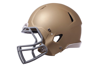 Gold football helmet isolated on whtie