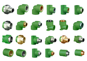 Set of PPR green pipes fitting 