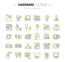 Set Vector Line Icons of Hardware