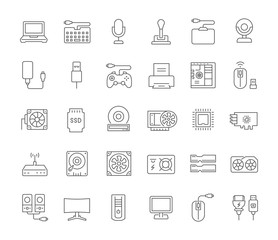 Set Vector Line Icons of Hardware