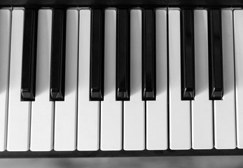 Black and white keys close-up, piano, keyboard, accordion