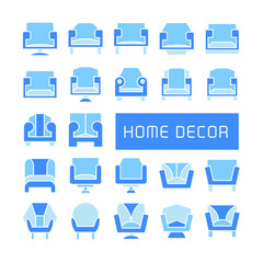 vector set of sofa icons, blue theme
