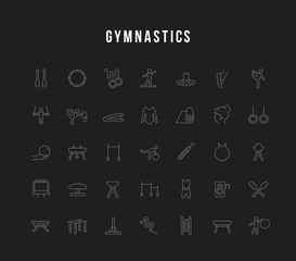 Set Vector Line Icons of Gymnastics