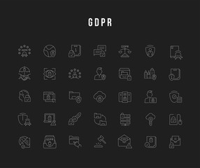 Set Vector Line Icons of GDPR