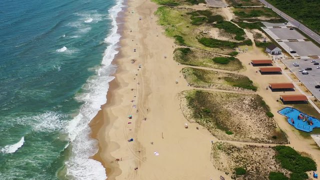 Aerial drone over the beach