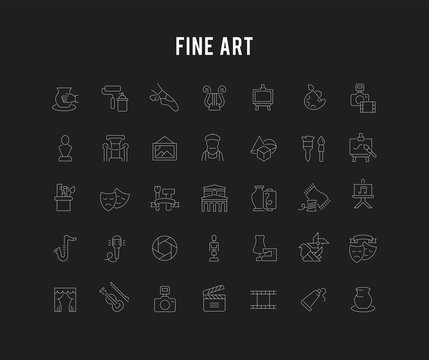 Set Vector Line Icons of Fine Art