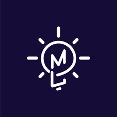 ML Initial Letter with creative bulb Logo vector