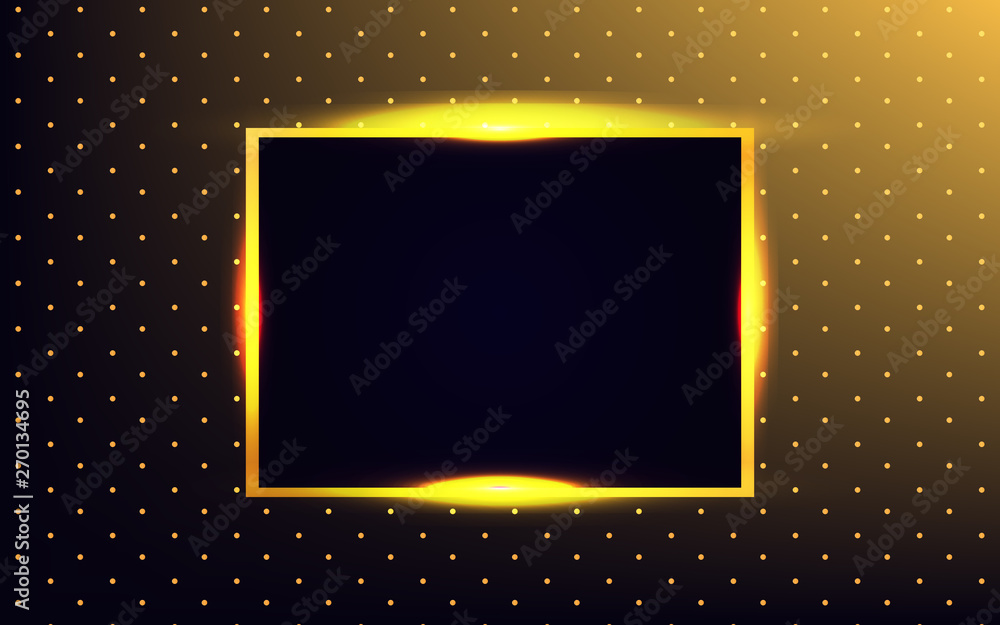 Poster luxury background with a combination gold frame and golden glitters light line. abstract textured wi