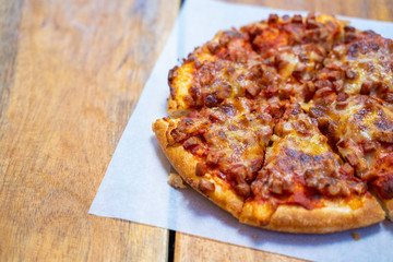 ham and bacon fluffy pizza take away