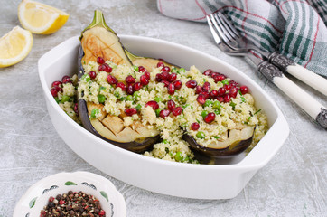 Fried eggplant with couscous