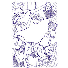 abstract floral background with horse