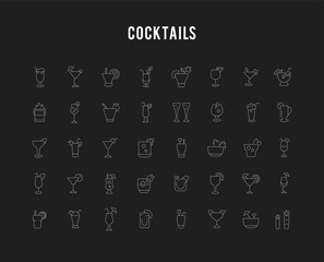 Set Vector Line Icons of Cocktails