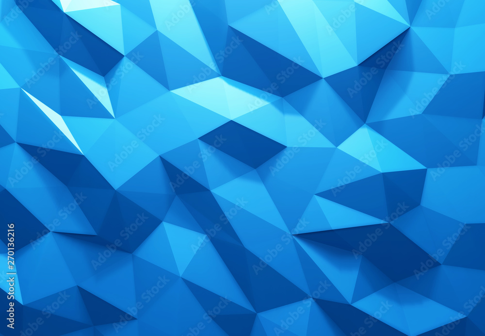 Poster 3d rendering blue color triangle geometrical background
