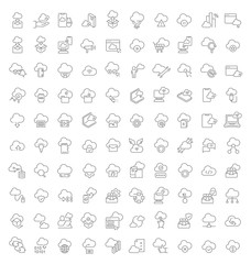 Set Vector Line Icons of Cloud Services