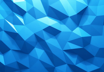 3D rendering blue color triangle geometrical background