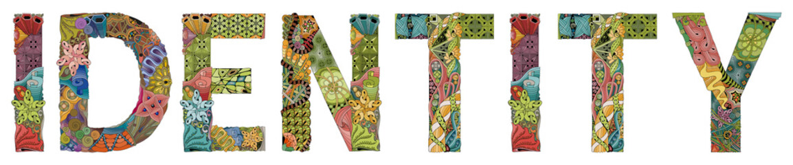 Word IDENTITY. Vector zentangle object for decoration