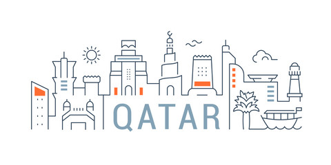 Linear Banner of Qatar