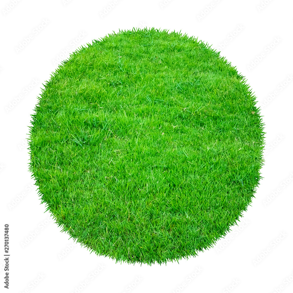 Poster abstract green grass texture for background. circle green grass pattern isolated on white background