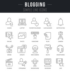 Set Vector Line Icons of Blogging