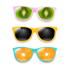 Colorful Sunglasses Set Isolated White Background