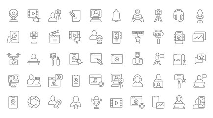 Set Vector Line Icons of Blogging